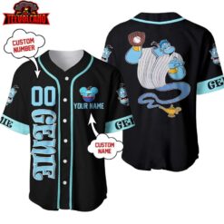 Aladdin Genie Black Blue Disney Personalized Unisex Cartoon Custom Baseball Jersey