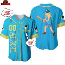 Alice in Wonderland Disney Personalized Unisex Cartoon Custom Baseball Jersey