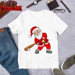 Christmas Santa Claus With Baseball Bat Boys Kids Teens Xmas T-Shirt