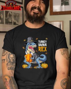Dinosaur Thanksgiving Boys Turkey Saurus T rex Pilgrim Men T-Shirt