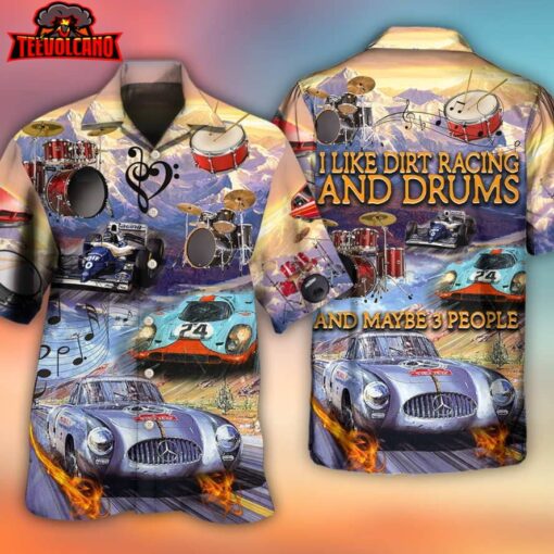 Racing And Drum Lover Music And Car Hawaiian Shirt
