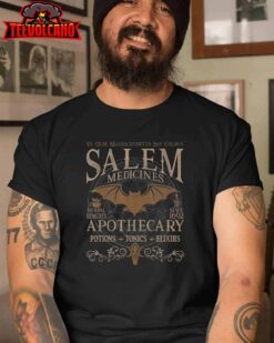 Salem Apothecary Herbalist Witch Wiccan Beige Bat T-Shirt