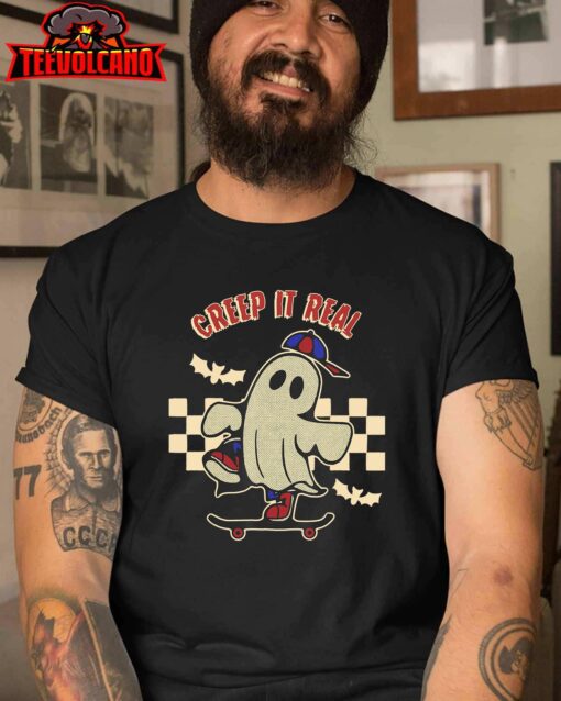 Spooky Season Shirt Creep It Real Shirt Halloween Ghost Boys T-Shirt