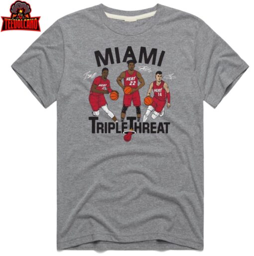 Miami Heat Jimmy Butler Bam Adebayo Tyler Herro Triple Threat T Shirt