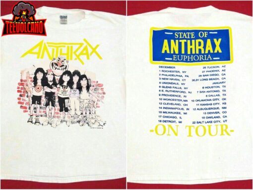 Anthrax On Tour 1987 Unisex T-Shirt, 80s Anthrax Heavy Metal Band Tour Concert Shirt