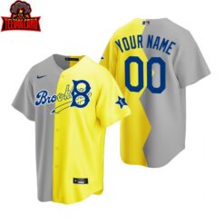 Brooklyn Dodgers Custom Gray Yellow 2022 Celebrity Softball Game Split Jersey