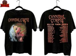 Cannibal Corpse EUUK Tour T-Shirt, Cannibal Corpse Graphic Tour Concert Shirt