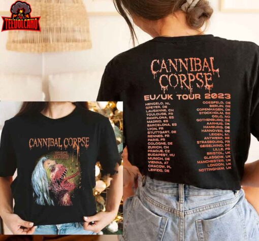 Cannibal Corpse EUUK Tour T-Shirt, Cannibal Corpse Graphic Tour Concert Shirt