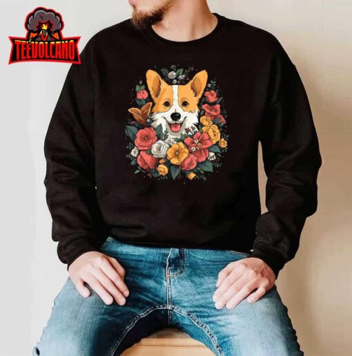 Corgi Flower Bouquet T Shirt T-Shirt