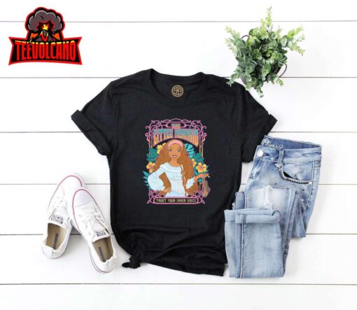 Disney The Little Mermaid Ariel Beautiful Floral Portrait T-Shirt