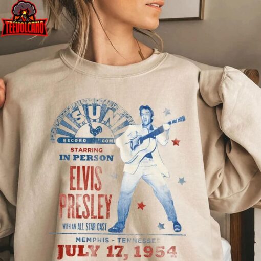 Elvis Presley Starring in Person Men’s T Shirt Sun Records Memphis Concert Shirt