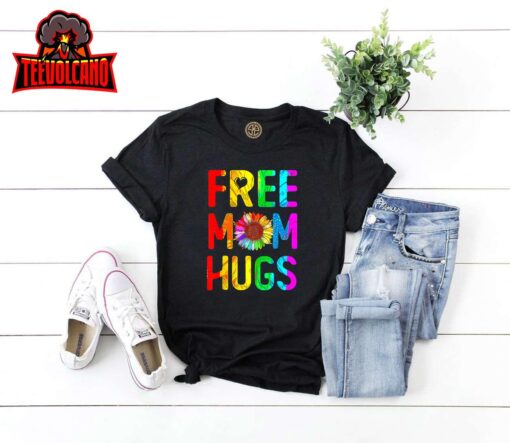 Free Mom Hugs Gay Pride Lgbt Daisy Rainbow Flower Unisex T Shirt