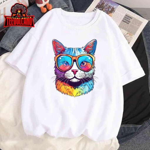 Funny Cat Wearing Sunglasses Cat Lover Cat Graphic Men Women Unisex T-Shirt