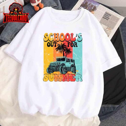 Funny School’s Out For Summer Teacher Summer Vacation Groovy T-Shirt