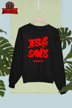 Jesus Saves Christian Faith Bold Red Letters and Cross Cute Premium T-Shirt