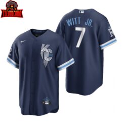 Kansas City Royals Bobby Witt Jr. Navy 2022 City Connect Replica Jersey