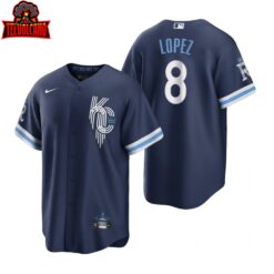 Kansas City Royals Nicky Lopez Navy 2022 City Connect Replica Jersey