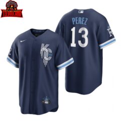 Kansas City Royals Salvador Perez Navy 2022 City Connect Replica Jersey