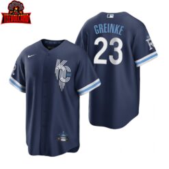 Kansas City Royals Zack Greinke Navy 2022 City Connect Replica Jersey