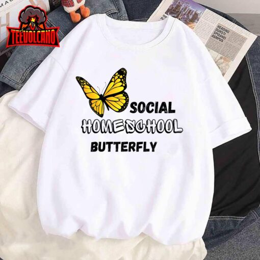 Kids Social Homeschool Butterfly Unisex T Shirt