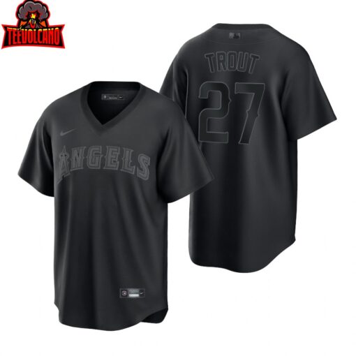 Los Angeles Angels Mike Trout Black Pitch Fashion Replica Jersey