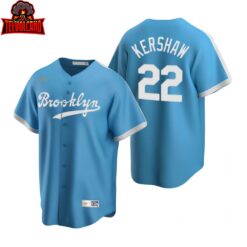 Los Angeles Dodgers Clayton Kershaw Light Blue Cooperstown Collection Jersey