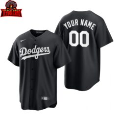 Los Angeles Dodgers Custom Black White Fashion Replica Jersey
