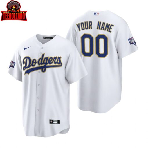 Los Angeles Dodgers Custom White Gold 2021 Gold Program Replica Jersey