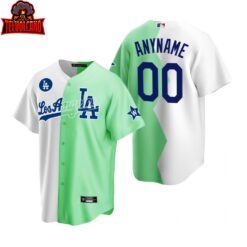 Los Angeles Dodgers Custom White Green 2022 All Star Celebrity Softball Game Split Jersey