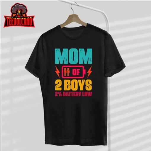 Mother’s Day Birthday of 2 Boys Women Mom Son’s Present Tee T-Shirt