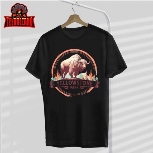 National Park Yellowstone Shirt Retro American Bison Graphic Raglan Baseball T Shirt