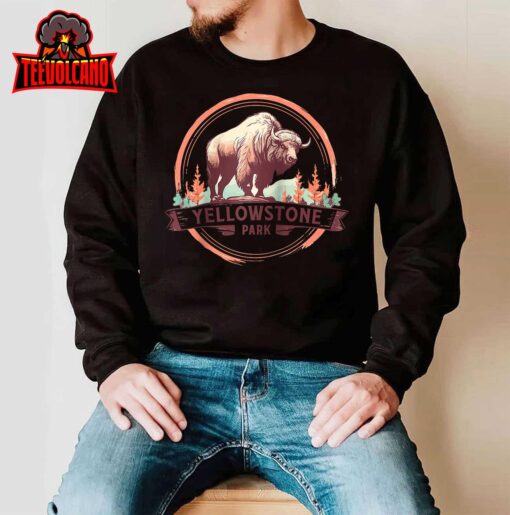 National Park Yellowstone Shirt Retro American Bison Graphic Raglan Baseball T Shirt