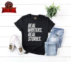 Real Writers Real Stories WGA Writers Guild America Strike T-Shirt