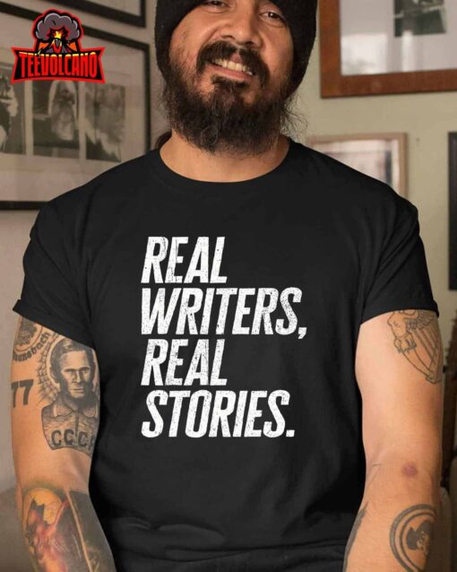 Real Writers Real Stories WGA Writers Guild America Strike T-Shirt