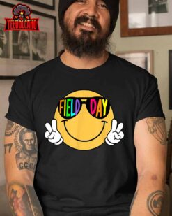 Retro Groovy Field Day Sunglasses Smile Face Teacher Kids T-Shirt