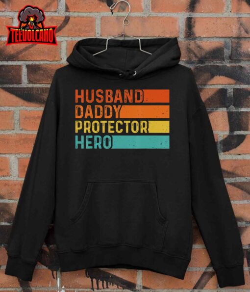 Retro Husband Daddy Protector Hero Fathers Day For Dad T-Shirt