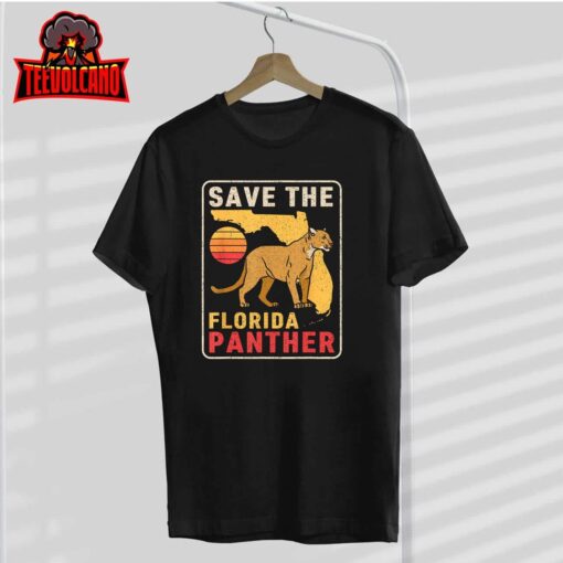 Save The Florida Panther Retro Wildlife Cougar T-Shirt