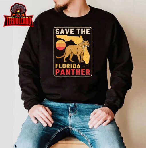 Save The Florida Panther Retro Wildlife Cougar T-Shirt