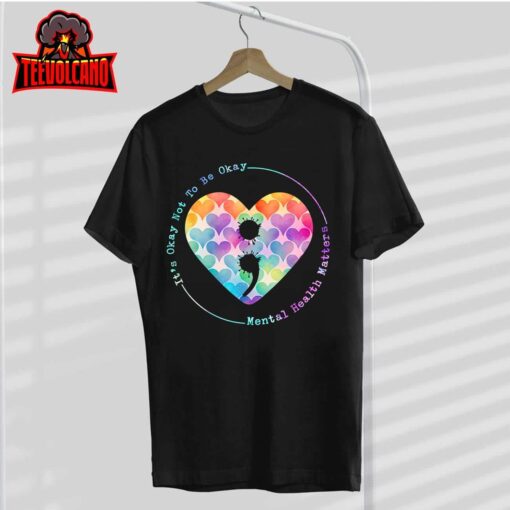 Semicolon Heart Suicide Prevention Mental Health Awareness T-Shirt