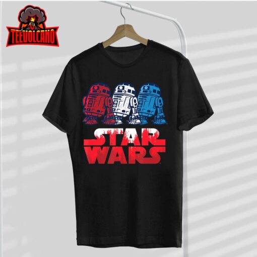 Star Wars R2-D2 Droid + Logo in Red White & Blue USA America T-Shirt