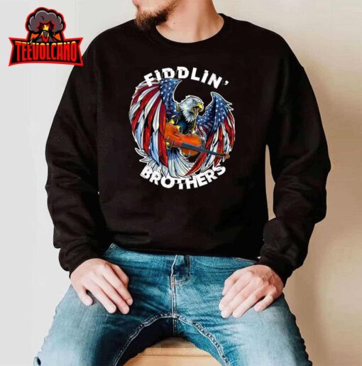 USA Eagle Fiddlin Brothers Violin Music Rock Patriot Flight T-Shirt