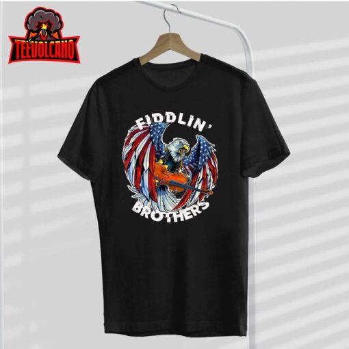 USA Eagle Fiddlin Brothers Violin Music Rock Patriot Flight T-Shirt