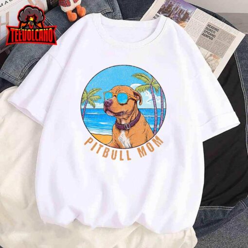 Vintage Pitbull Mom Sunset, Pittie Mom T-Shirt