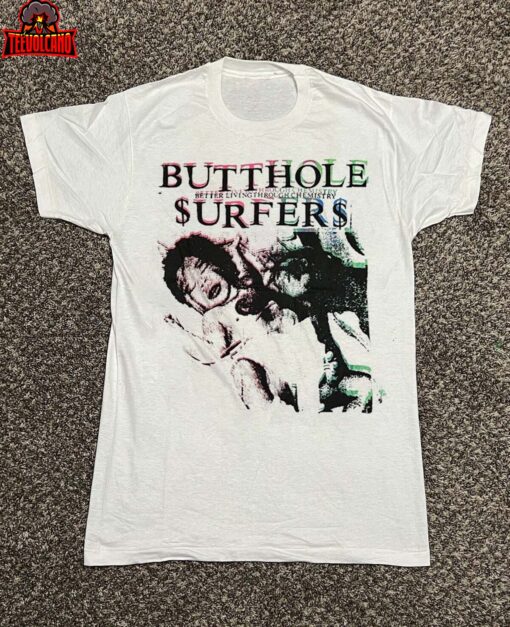 White Tee Vintage Butthole Surfers Better Living Through Chemistry T-Shirt