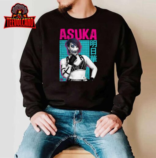 WWE Asuka Kanji Neon Colored Distressed Portrait Unisex T-Shirt