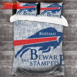 100 Washed Microfiber NFL Buffalo Bills Logo Bedding Set With Two Pillowcases