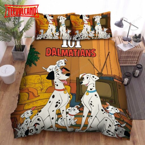 101 Dalmatians In The Living Room Bed Sheets Duvet Cover Bedding Sets