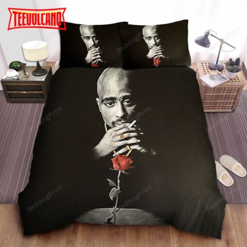 2pac Cigarette And Rose Bed Sheets – Tupac Cools Duvet Cover Bedding Sets