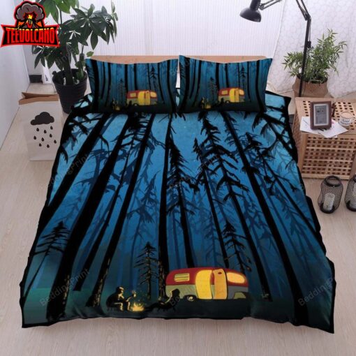 3D Camping Car In The Forest At Night Bedding Sets
