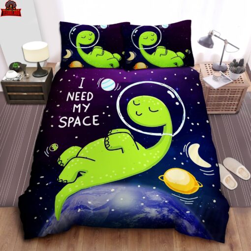 3d Dinosaur Astronaut I Need My Space Bed Sheets Duvet Cover Bedding Sets